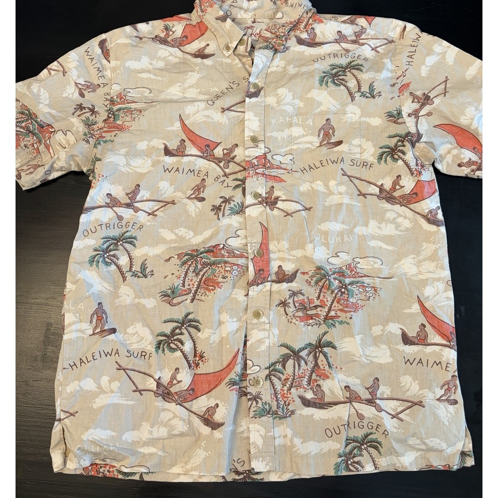 Kahala Olukai Hawaiian Aloha Shirt Made In Hawaii Surf Waimea Bay Cotton Large